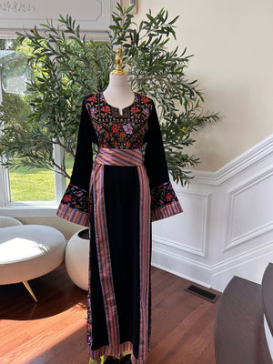 Embroidery Black Thobe Tatreez Detail