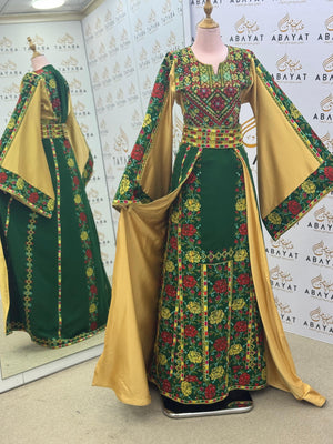 Emerald Royal Garden Thobe with Detached Overskirt