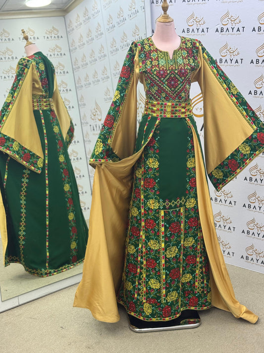 Emerald Royal Garden Thobe with Detached Overskirt