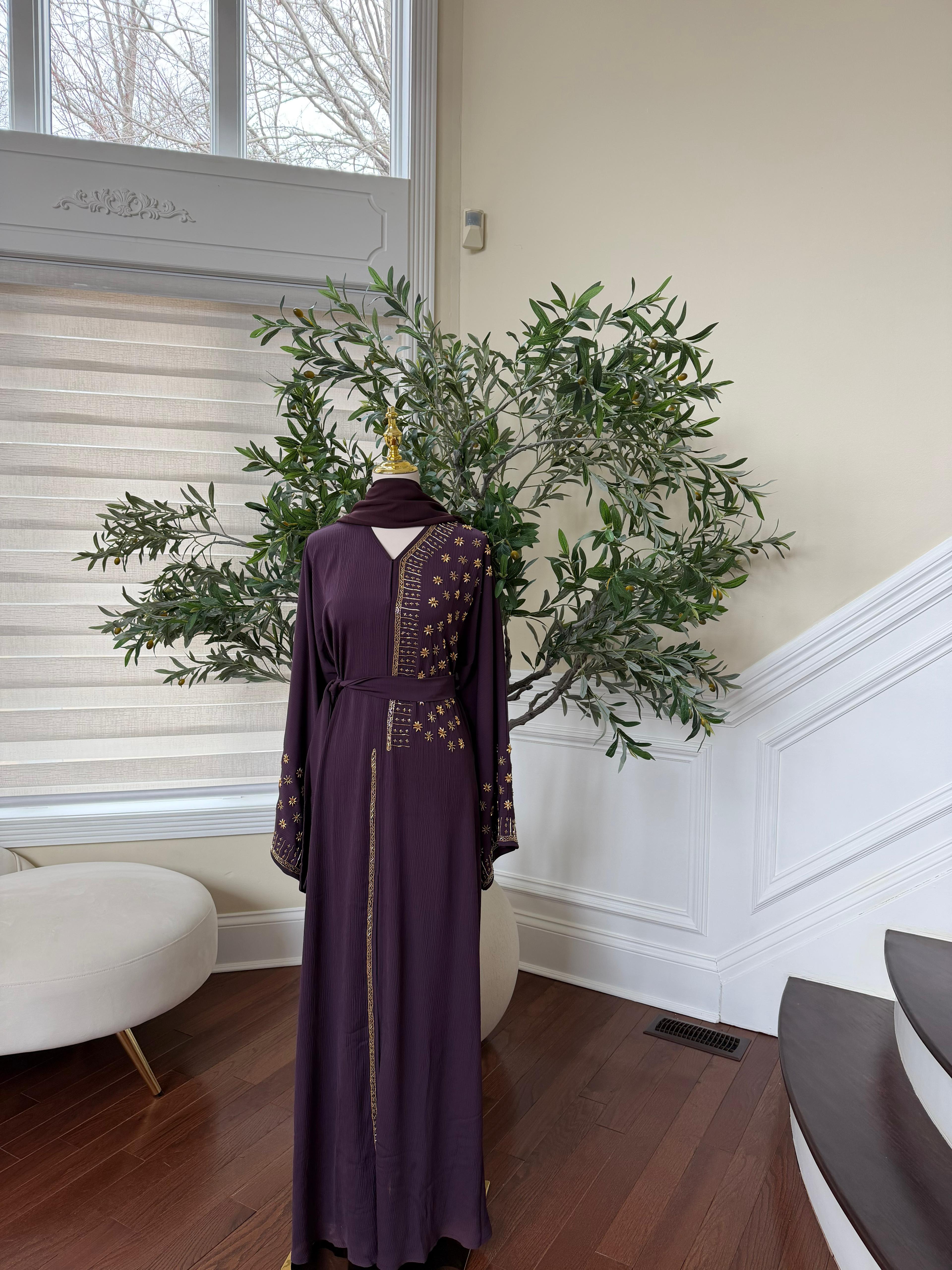 Purple Golden Nujum Abaya