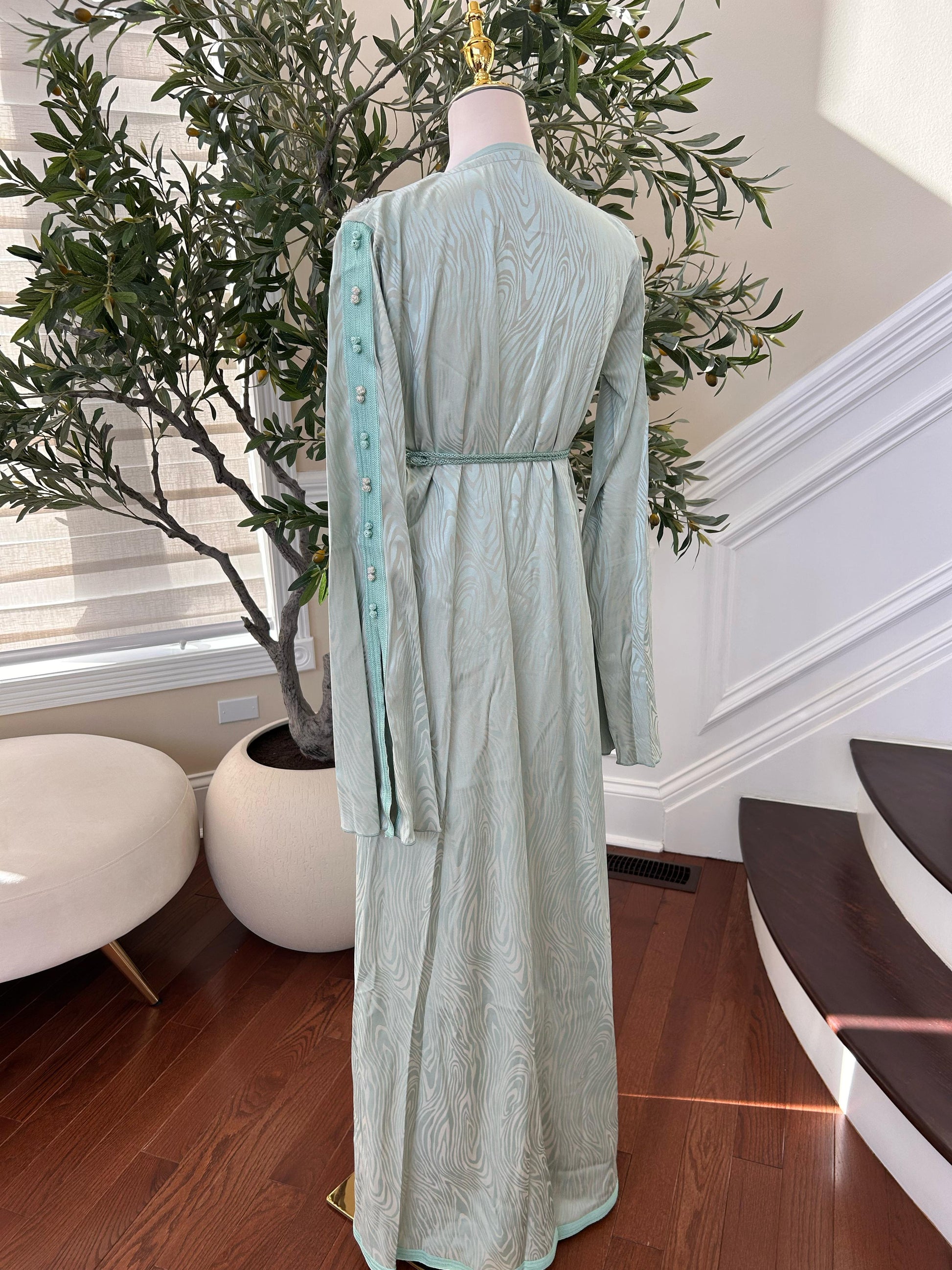 Mint Stone Beaded Kuftan