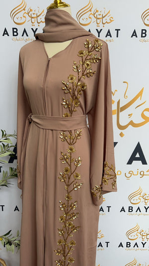 Baby Pink Golden Abaya