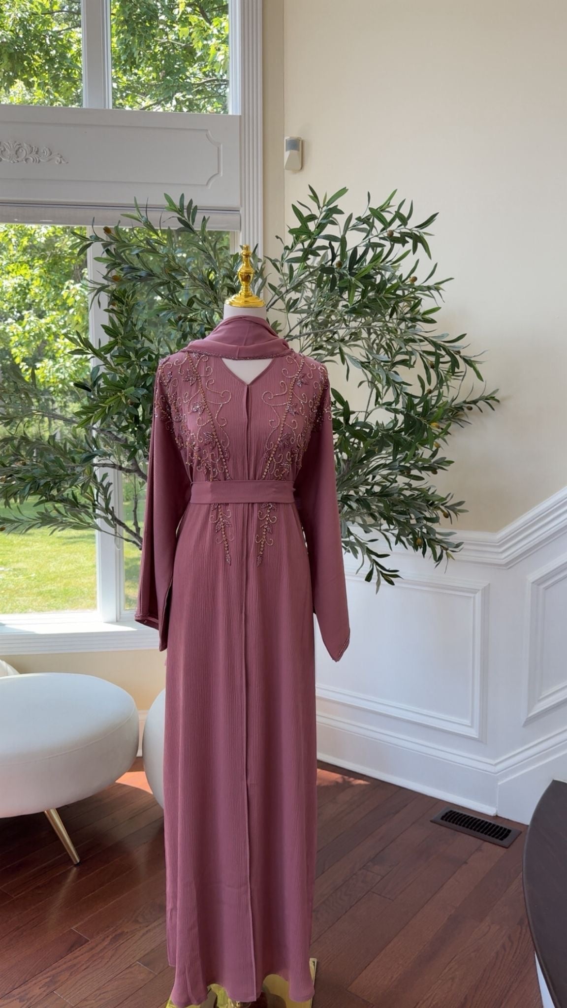 Rose Pink Floral Abaya