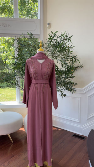 Rose Pink Floral Abaya
