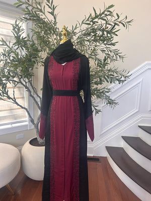 Burgundy Black Elegance Abaya