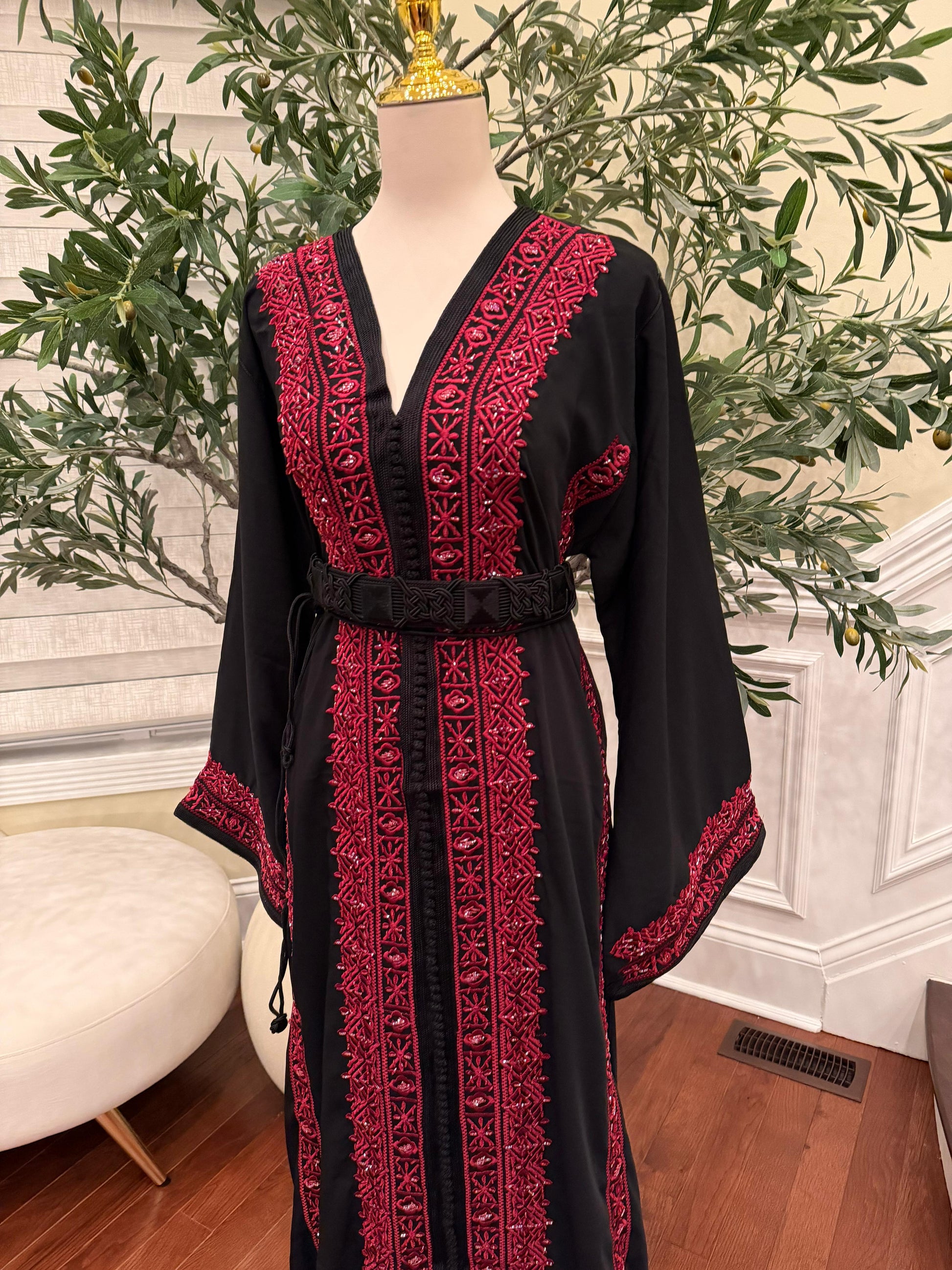 Black Embellished Rose Royale Kuftan