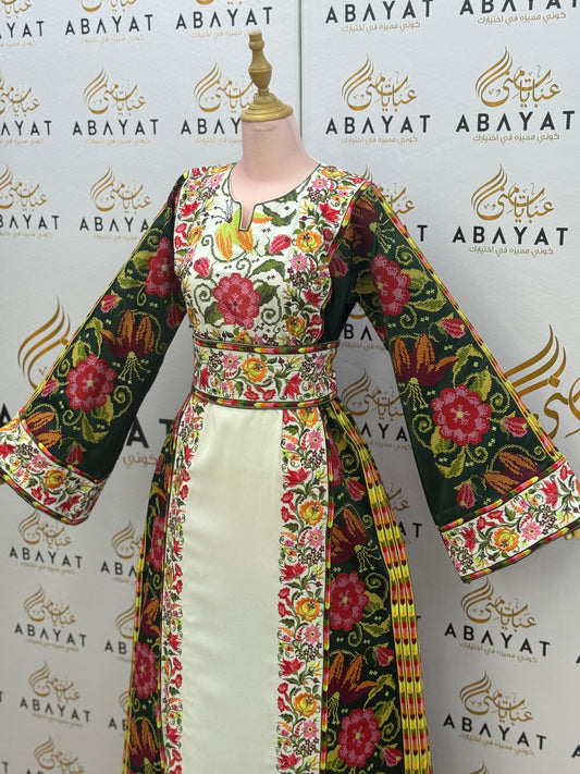White Emerald Majesty Floral Thobe