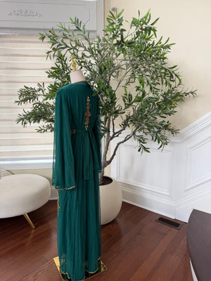 Emerald Green Golden Cardigan Abaya