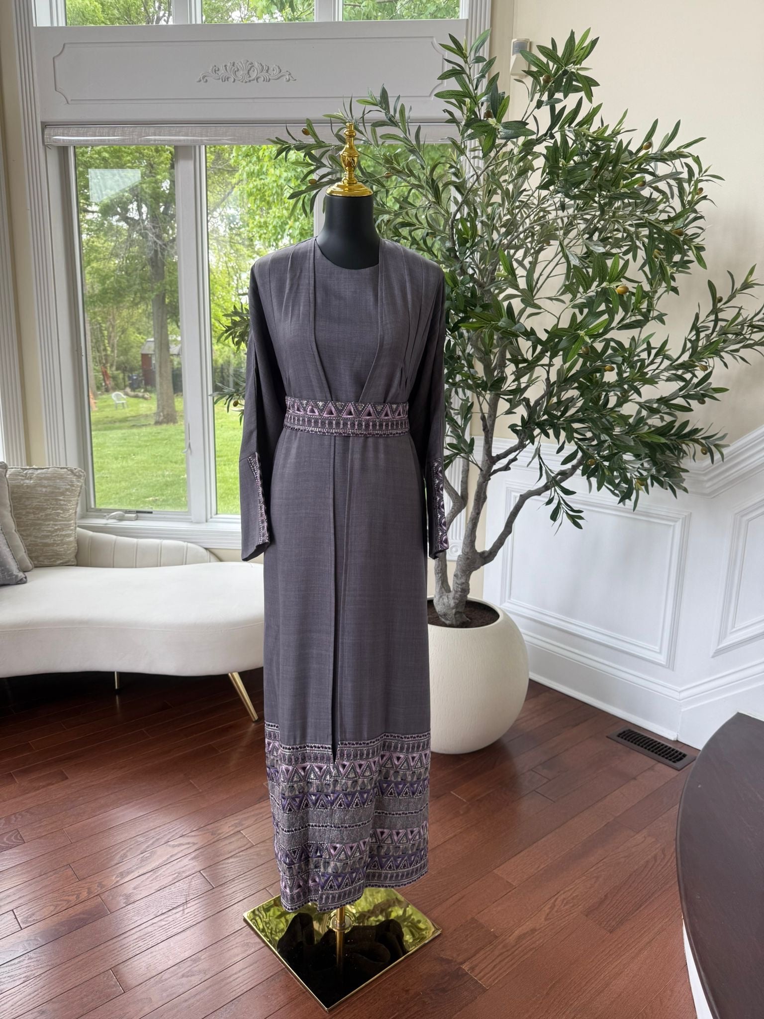 Elegant Purple Cardigan Abaya