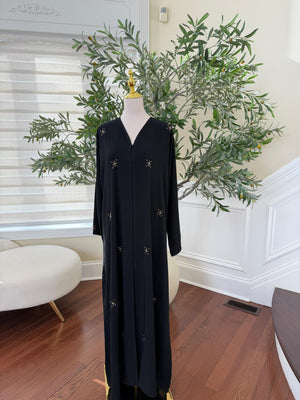 Nujum Ramadan Golden Embellished Black Abaya