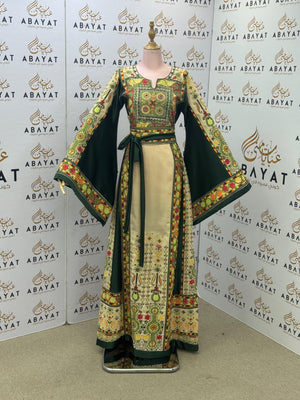 Majestic Green & Ivory Palestinian Style Thobe