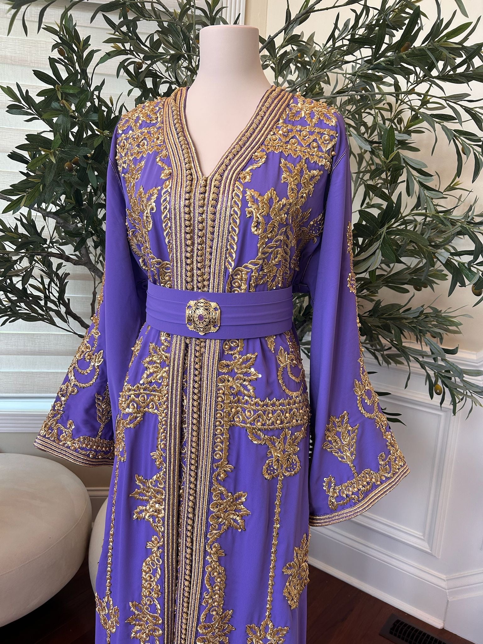 Lavender Purple Golden Detail Kuftan