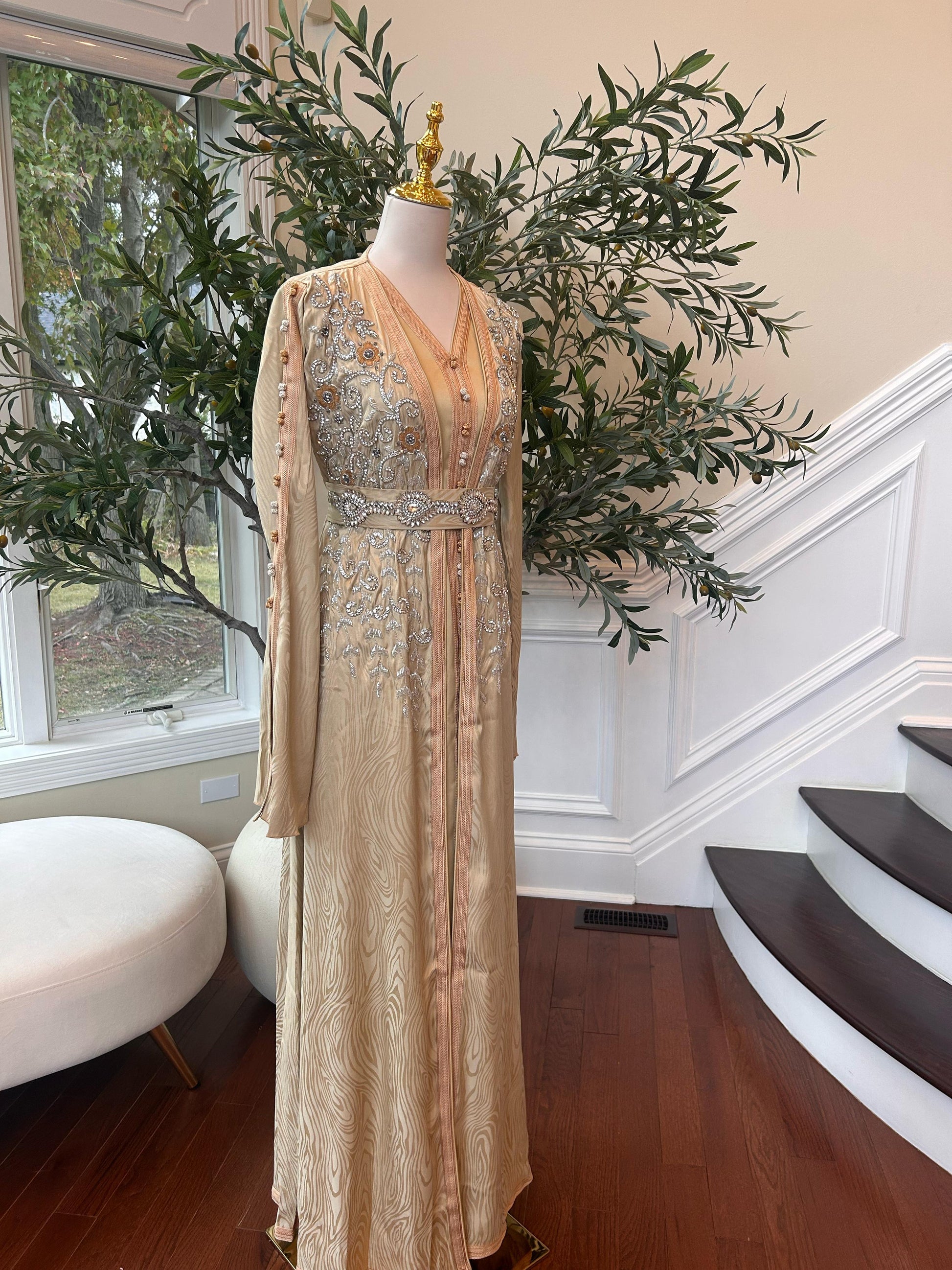 Golden Yellow Beaded Kuftan Elegance