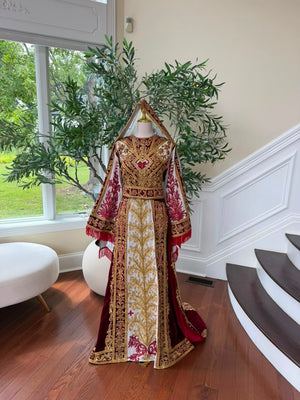 Royale Red Embroidery Tatreez Elegance Thobe