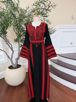 Black Embroidery Tatreez Red Heritage Thobe