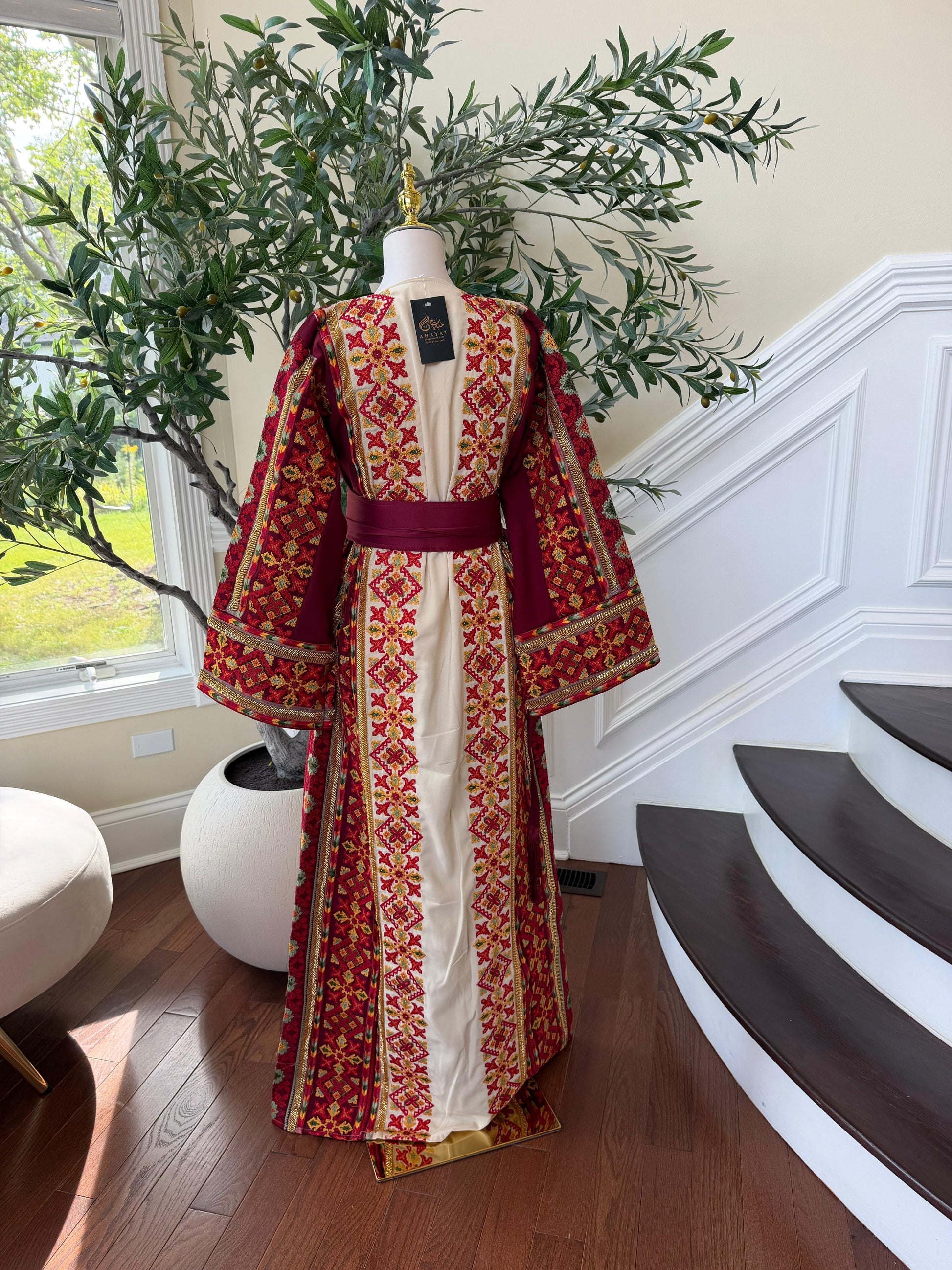 Cream Embroidery Tatreez Sabal Kharaz Thobe