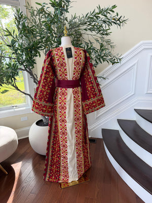 Cream Embroidery Tatreez Sabal Kharaz Thobe