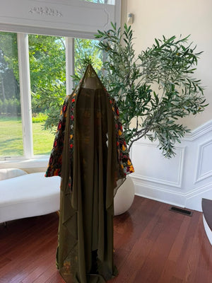 Olive Green Beaded Stone Thobe