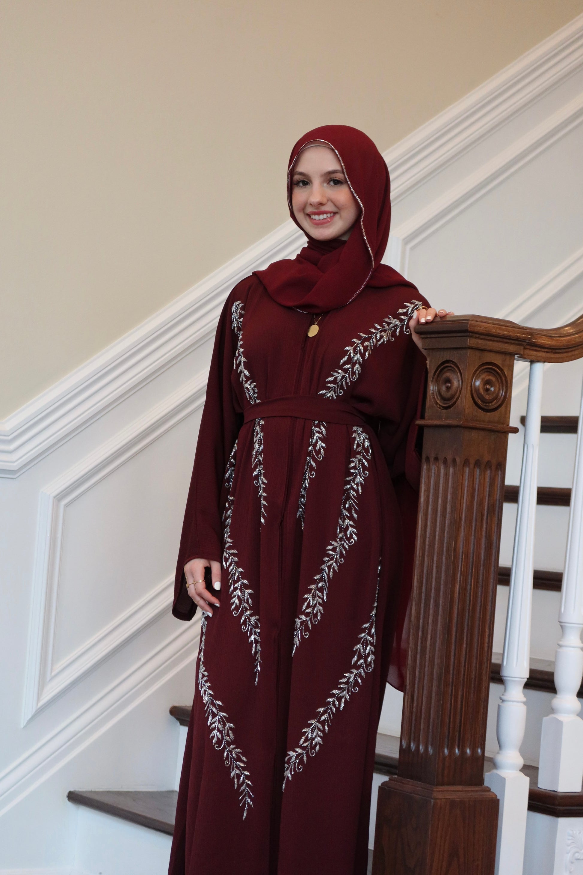 Majestic Maroon Abaya