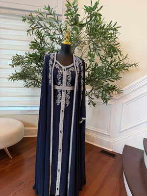 Navy Blue Beaded Royale Kuftan