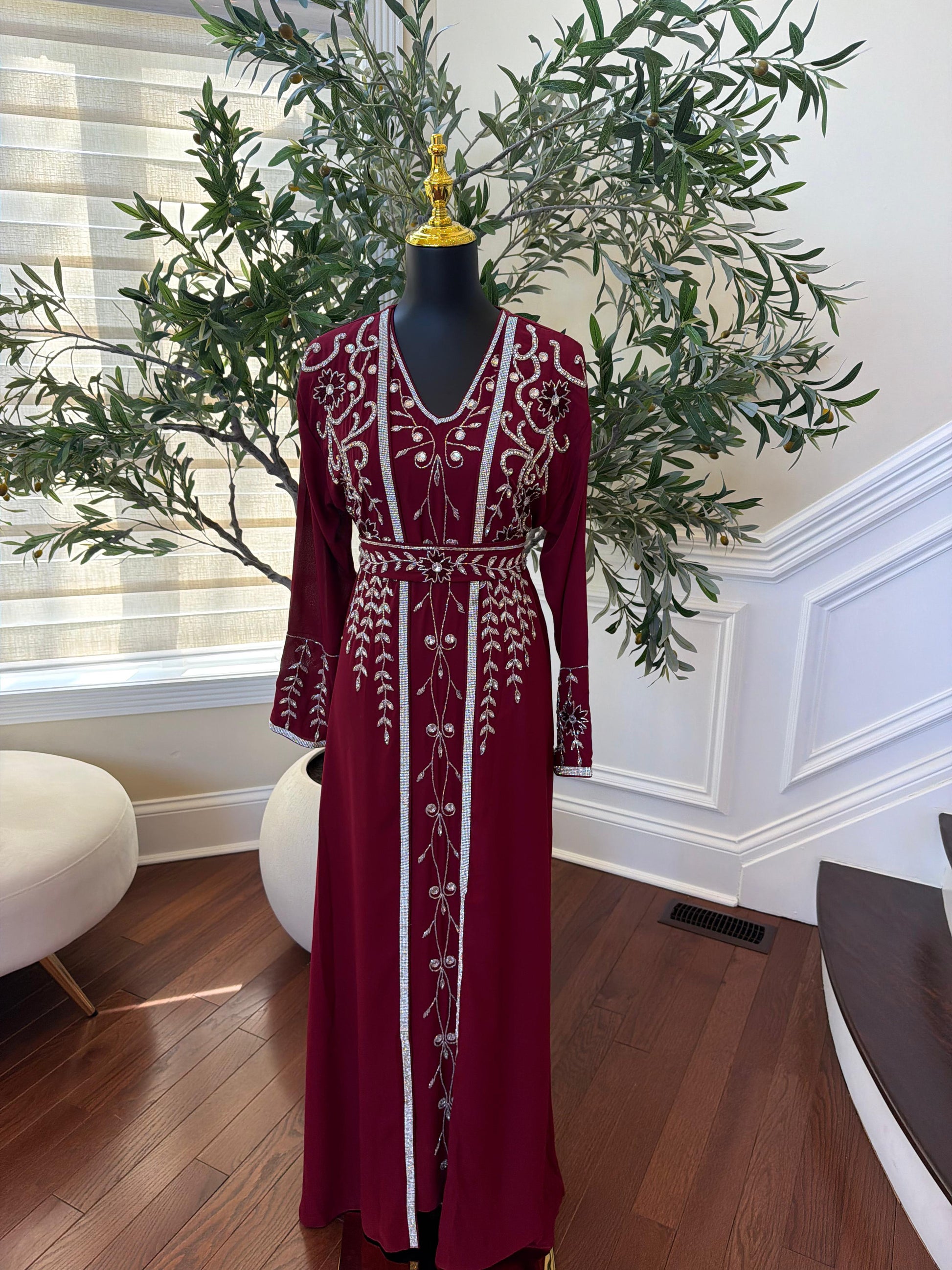 Royale Red Beaded Two Piece Kuftan