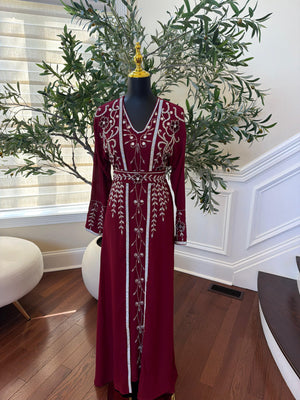 Royale Red Beaded Two Piece Kuftan