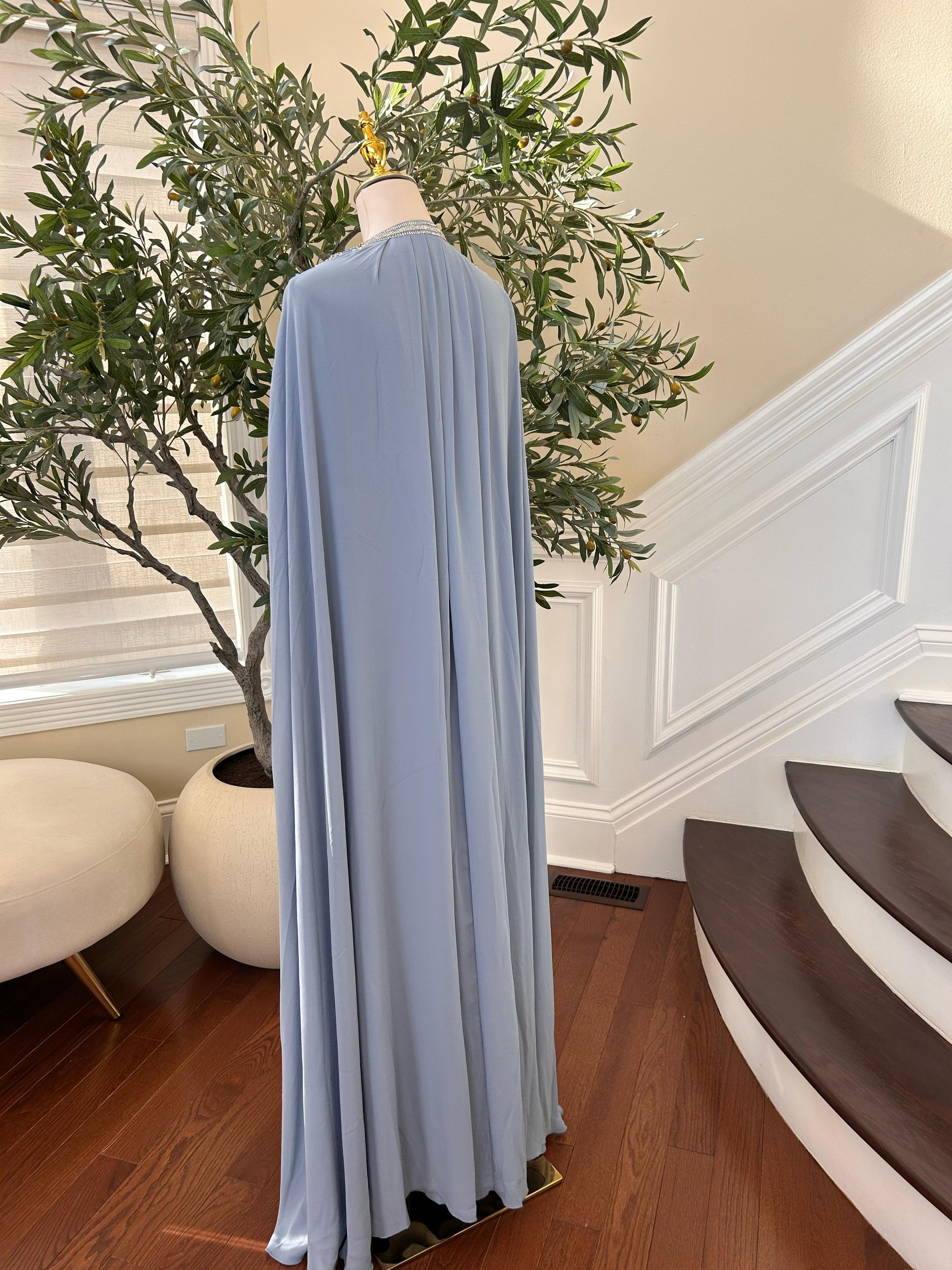 Baby Blue Beaded Stone Kuftan