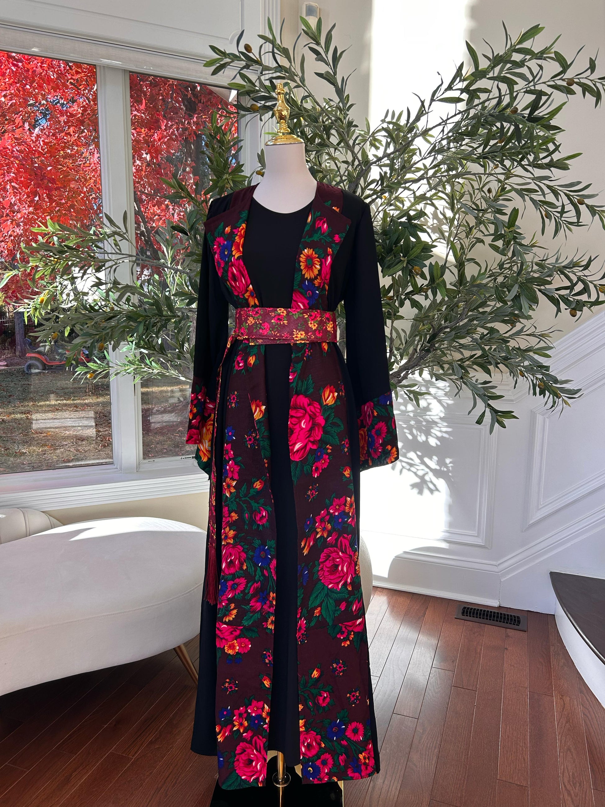 Floral Two Piece Cardigan Thobe