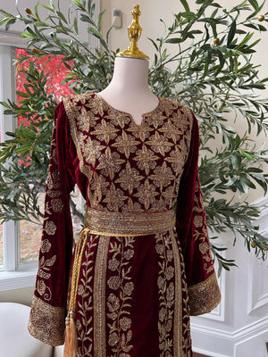 Golden Red Beaded Stone Thobe