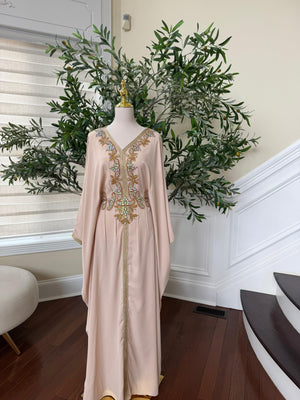 Cream Tatreez Elegance Beaded Butterfly Abaya