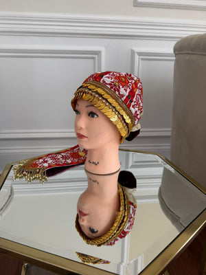 White Embroidery Tatreez Coin Head Piece