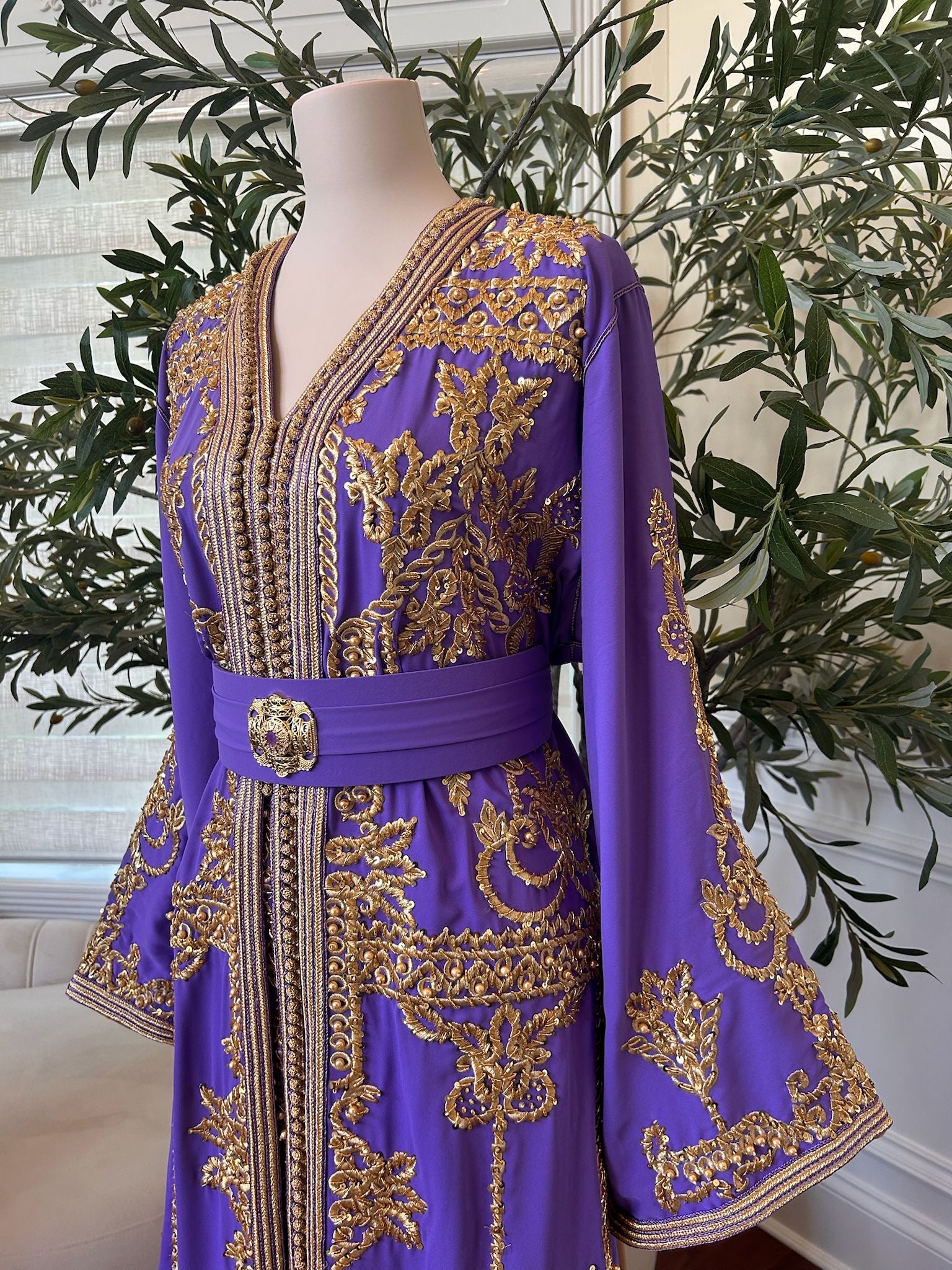 Lavender Purple Golden Detail Kuftan