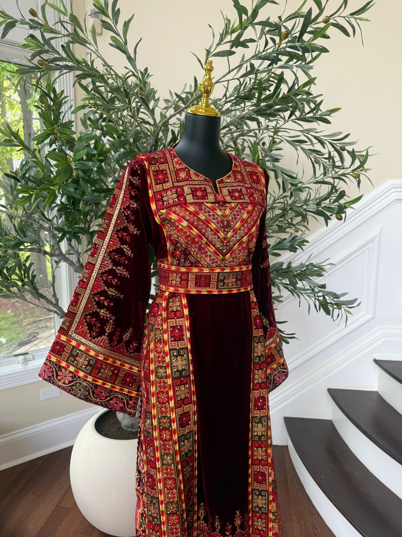 Velvet Tatreez Burgundy Thobe/A