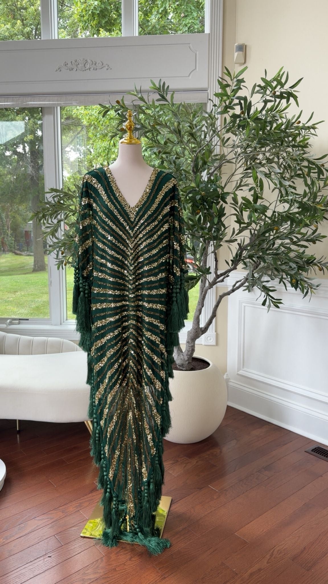 Golden Green Majestic Bling Abaya