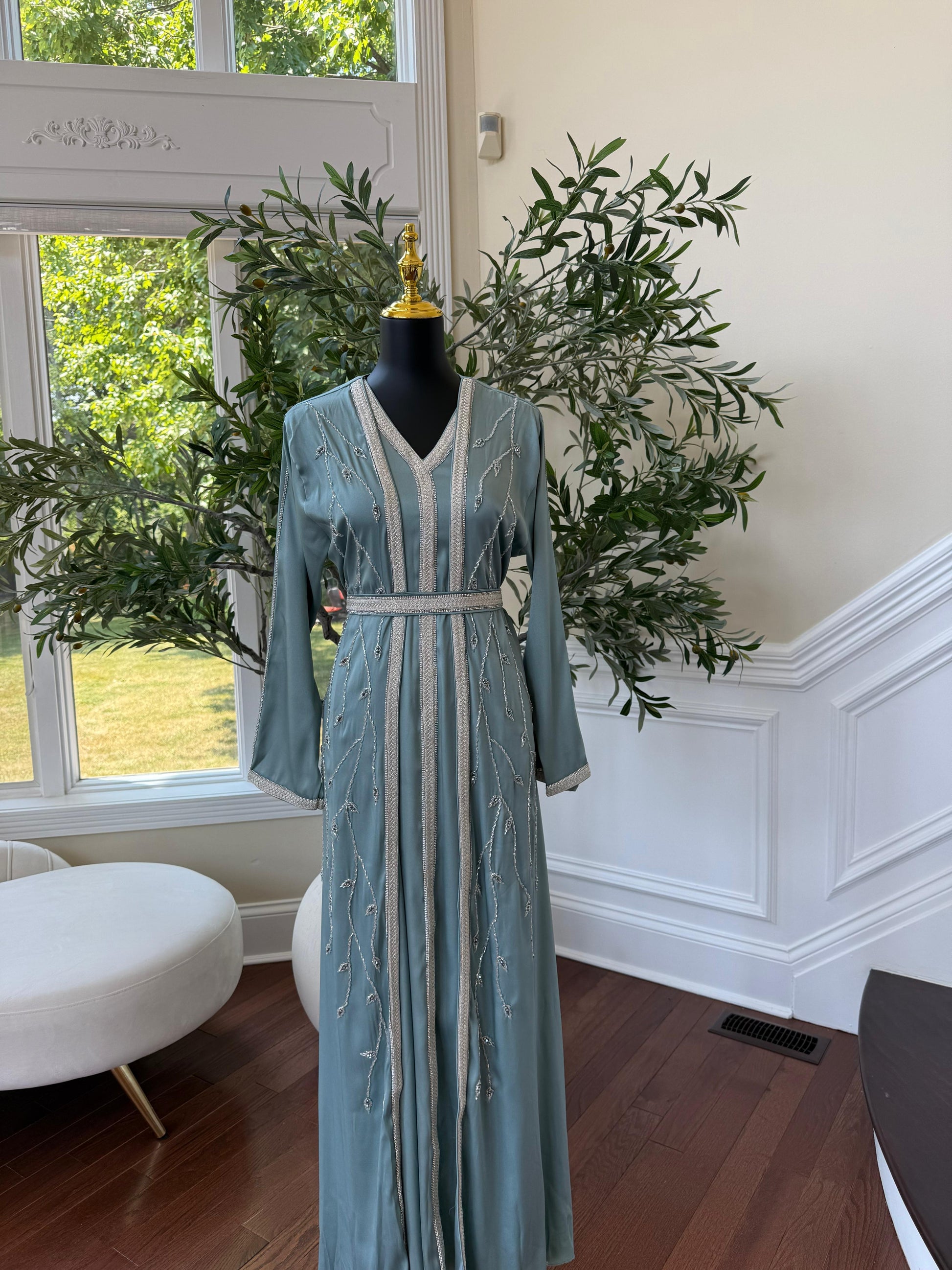 Baby Blue Floral Kuftan