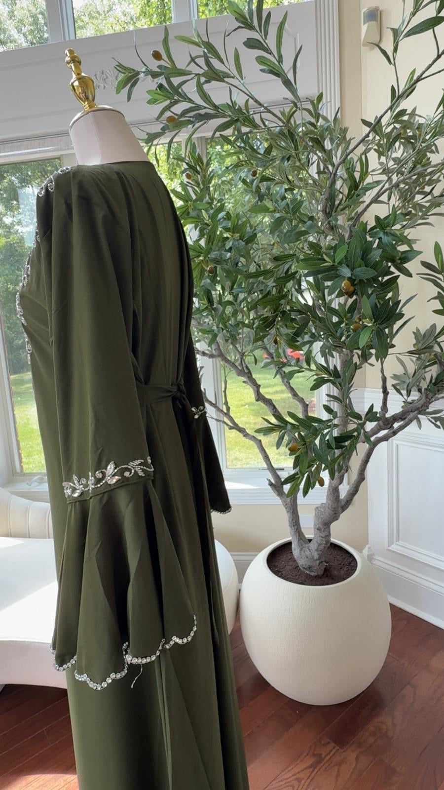Green Silver Beaded Kuftan