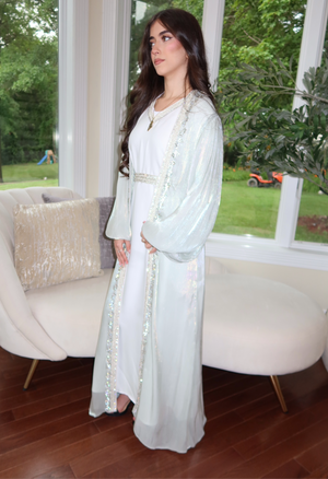 Sage Green Kuftan with Delicate Detail