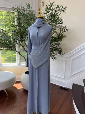 Baby Blue Sleeve Charm Abaya
