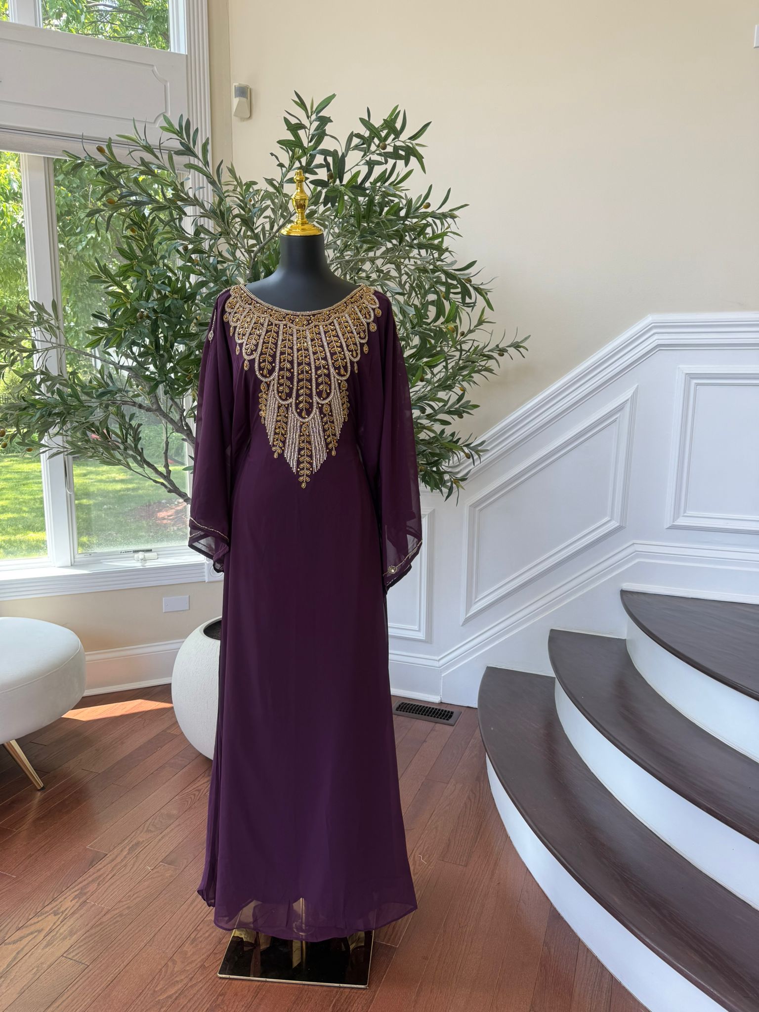 Beautiful Blackberry Beaded Maxi Dress