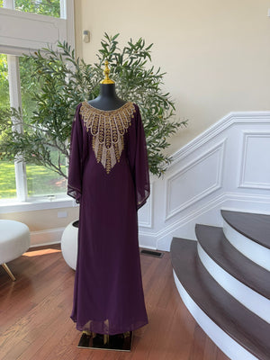 Beautiful Blackberry Beaded Maxi Dress