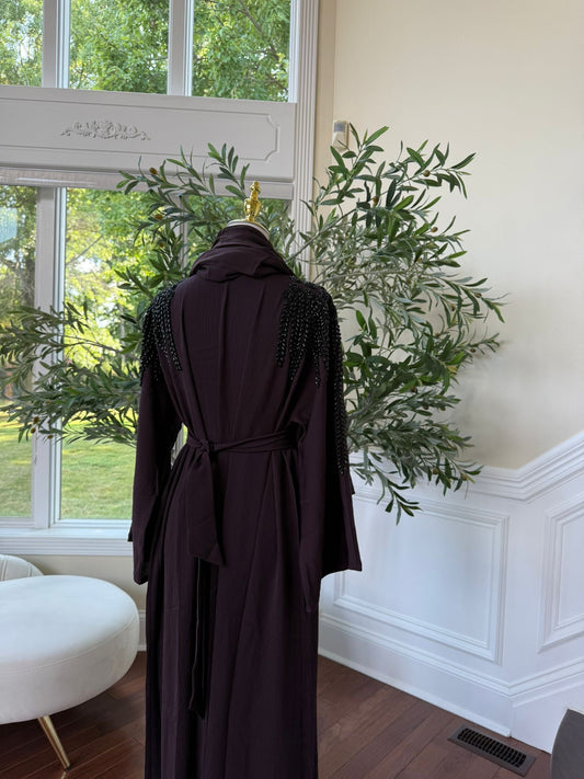 Dark Purple Stone Abaya