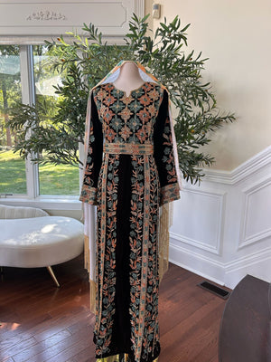 Brown Velvet Stone Thobe