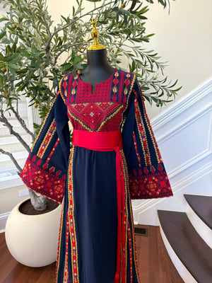 Blue Embroidery Tatreez Traditional Thobe