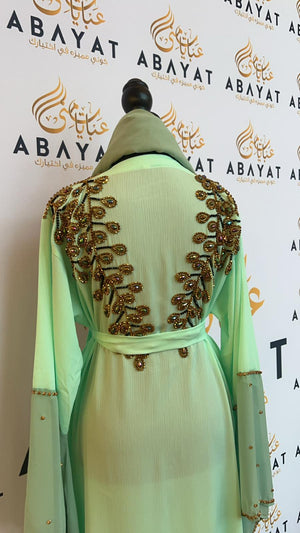 Mint Green Designed Abaya #8097663