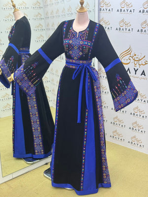 Black Embroidery Embellished Tatreez Thobe