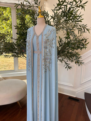 Baby Blue Floral Elegance Kuftan
