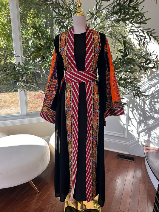 Black Embroidery Tatreez Embellished Thobe