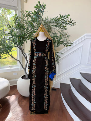 Brown Velvet Beaded Stone Elegance