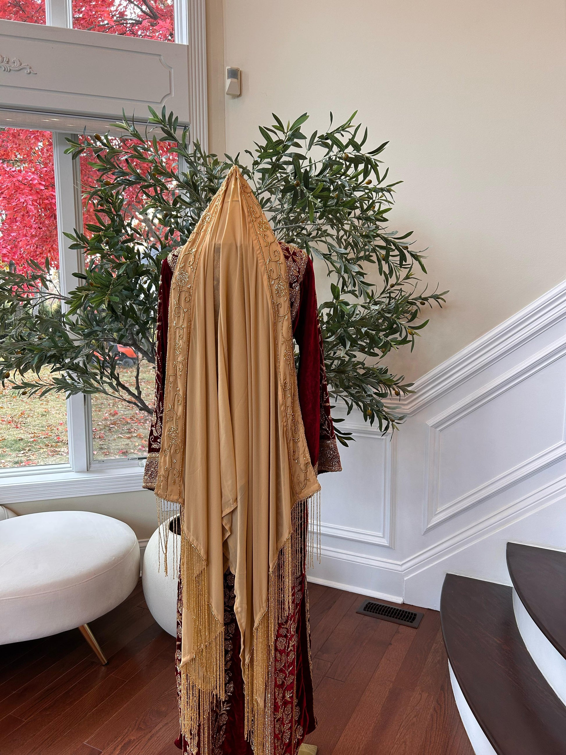 Tan Beaded Khirka Shal Mandil