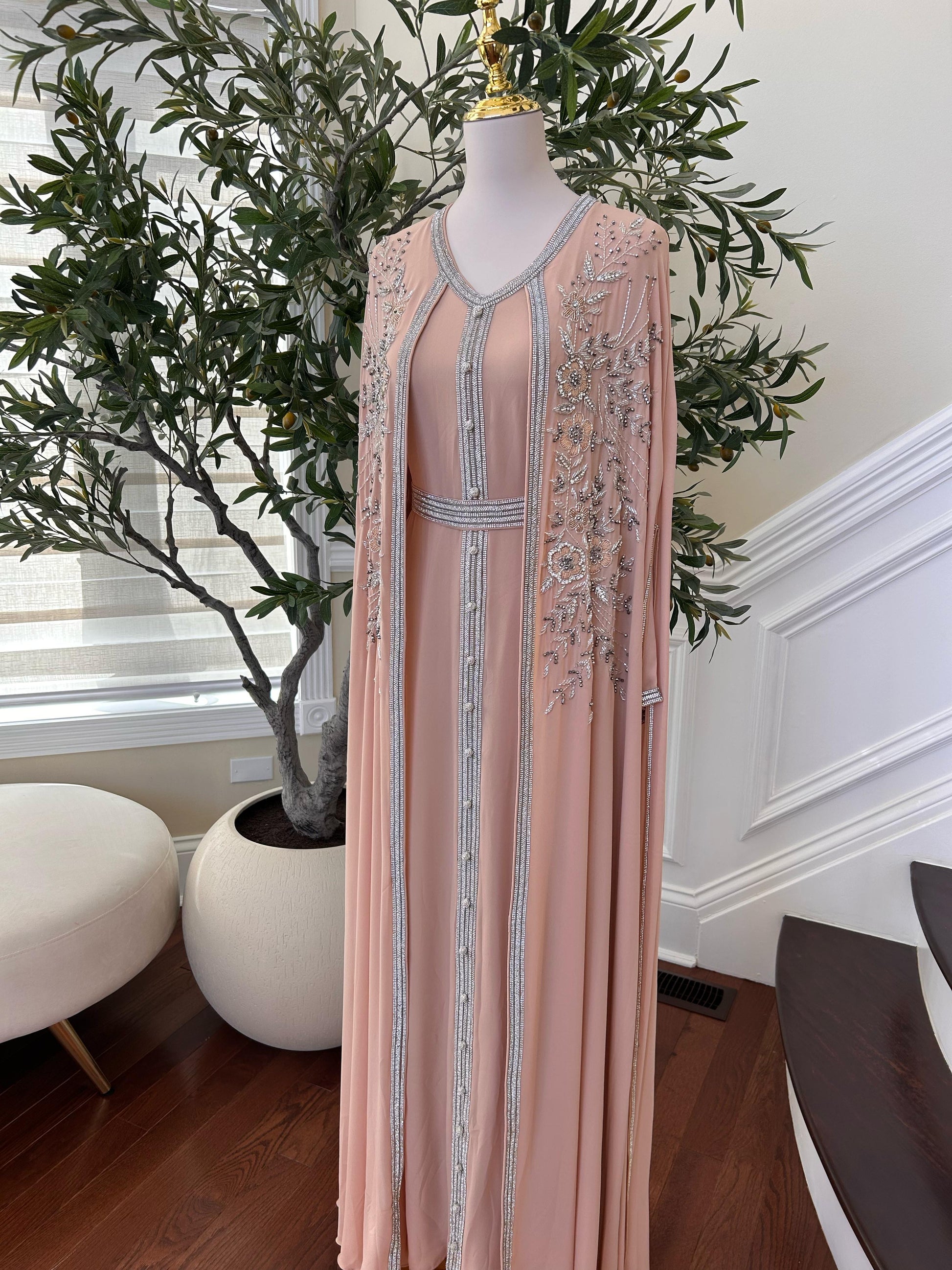 Peach Floral Royale Kuftan
